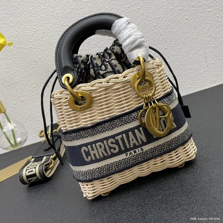 Motif Canvas and Oblique Dior Small Wicker Black Lady Bag 0710 Luxury
